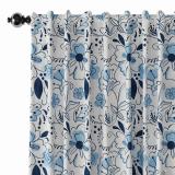 Floral Print Polyester Linen Curtain Drapery WILLIAM