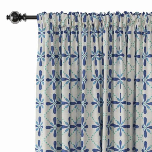 Geometric Print Polyester Linen Curtain Drapery CAMELLIA