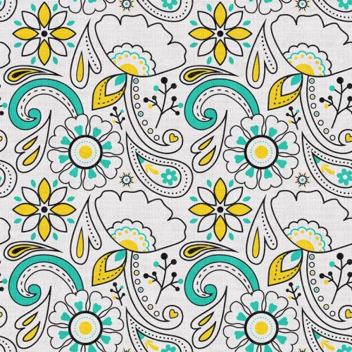 Paisleys Print Polyester Linen Curtain Drapery ATLAS