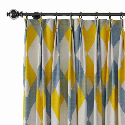 Geometric Print Polyester Linen Curtain Drapery FOX