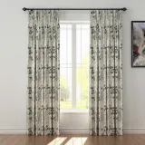 Floral Print Polyester Linen Curtain Drapery BAHAZHA
