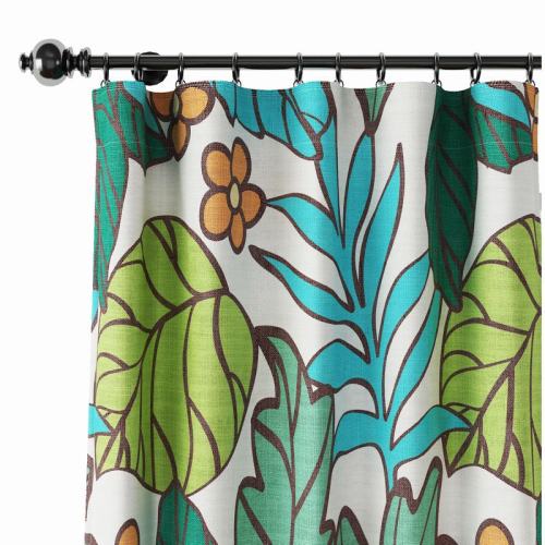 Nature Print Polyester Linen Curtain Drapery WACHUA