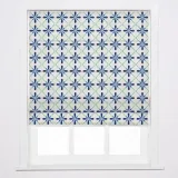 CAMELLIA Geometric Print Polyester Linen Roman Shade