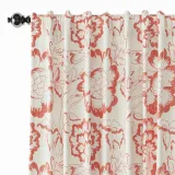 Floral Print Polyester Linen Curtain Drapery ELK