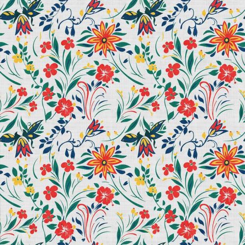 Floral Print Polyester Linen Curtain Drapery JAYDEN