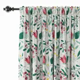 Floral Print Polyester Linen Curtain Drapery ANCHOR