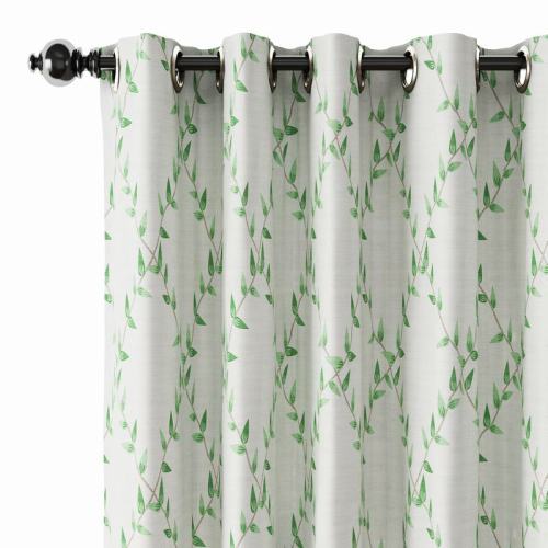 Nature Print Polyester Linen Curtain Drapery GARDEN