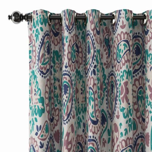Paisleys Print Polyester Linen Curtain Drapery GEOMETRIC