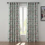 Floral Print Polyester Linen Curtain Drapery ANCHOR