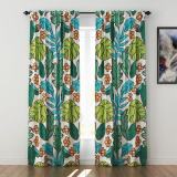 Nature Print Polyester Linen Curtain Drapery WACHUA