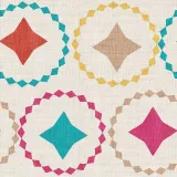 Geometric Print Polyester Linen Curtain Drapery FLAMINGO