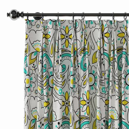 Paisleys Print Polyester Linen Curtain Drapery ATLAS