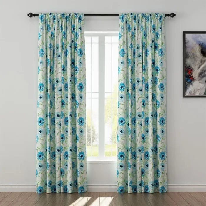 Floral Print Polyester Linen Curtain Drapery BENJIMAN