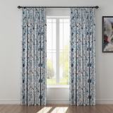 Floral Print Polyester Linen Curtain Drapery WILLIAM