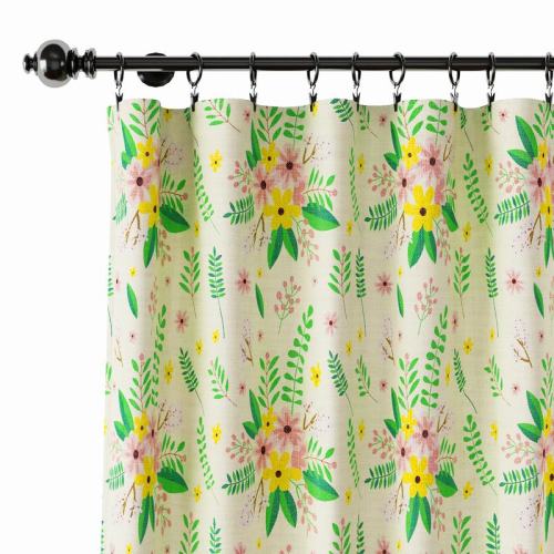 Nature Print Polyester Linen Curtain Drapery WIZARD