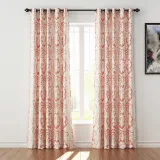 Floral Print Polyester Linen Curtain Drapery ELK
