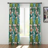 Nature Print Polyester Linen Curtain Drapery WACHUA
