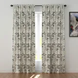 Floral Print Polyester Linen Curtain Drapery BAHAZHA
