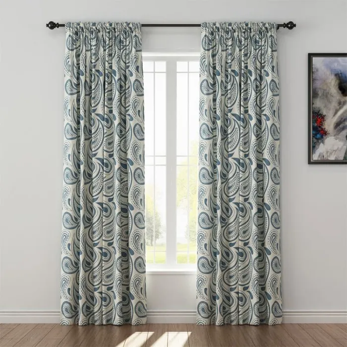 Paisleys Print Polyester Linen Curtain Drapery DMAIOSH