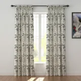 Floral Print Polyester Linen Curtain Drapery BAHAZHA