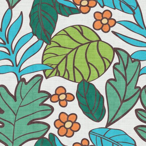 Nature Print Polyester Linen Curtain Drapery WACHUA