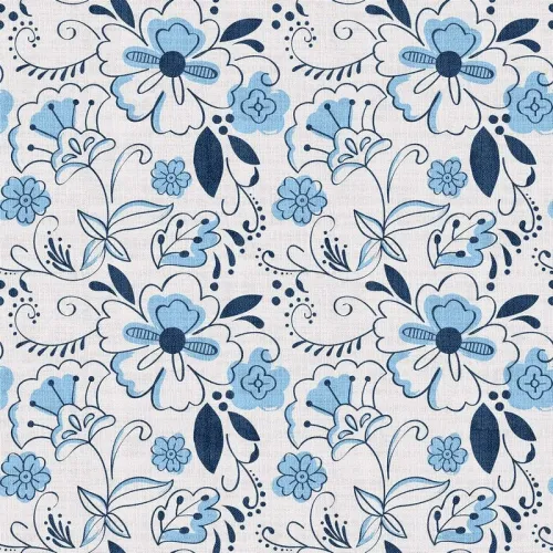 Floral Print Polyester Linen Curtain Drapery WILLIAM