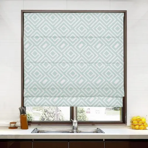 ATELIER Geometric Print Polyester Linen Roman Shade