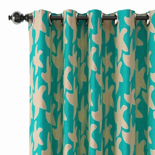 Abstract Print Polyester Linen Curtain Drapery JUEYE