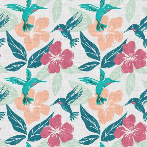 Floral Print Polyester Linen Curtain Drapery FRANCA