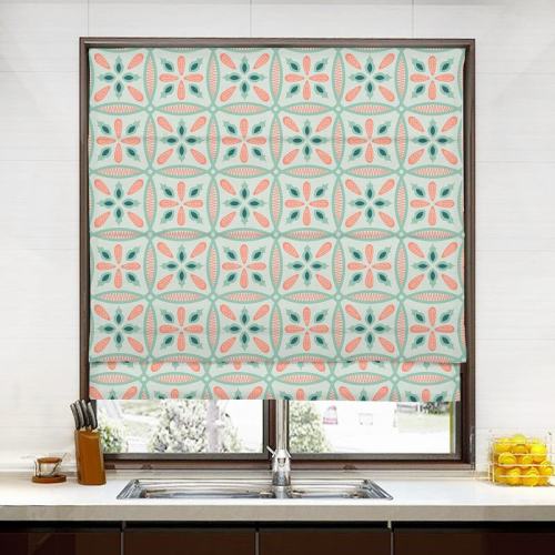ADELINE Geometric Print Polyester Linen Roman Shade