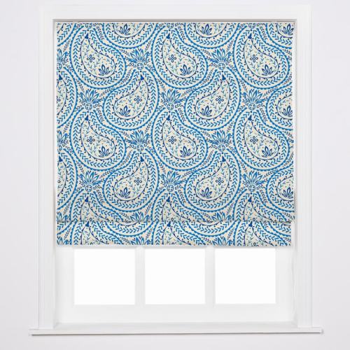ARIEL Paisley Print Polyester Linen Roman Shade