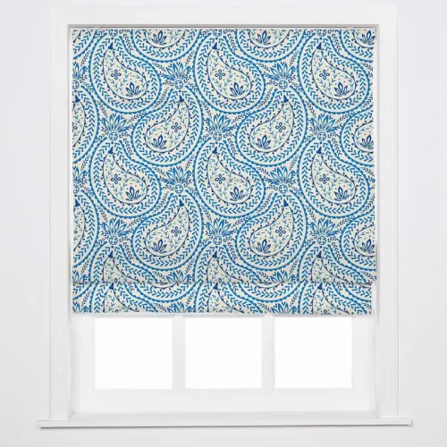 ARIEL Paisley Print Polyester Linen Roman Shade