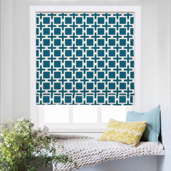 CHELSEA Abstract Print Polyester Linen Roman Shade
