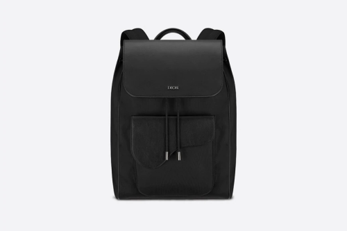 Motion Backpack Black Technical Fabric and Smooth Calfskin
