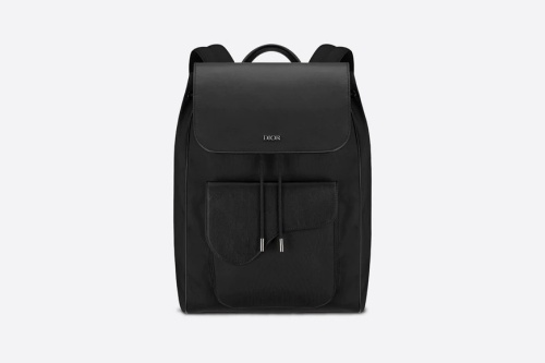 Motion Backpack Black Technical Fabric and Smooth Calfskin