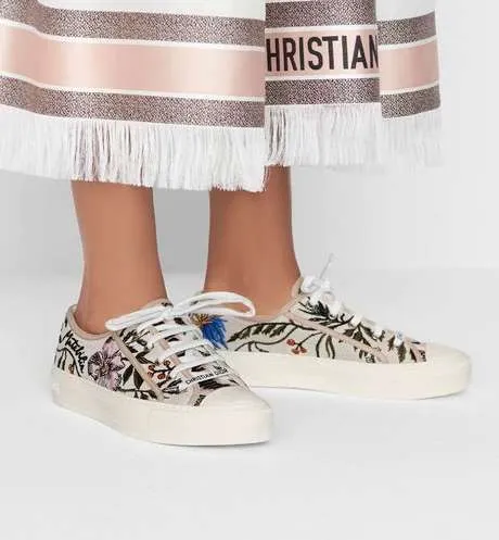 Walk'n'Dior Sneaker Multicolor Cotton with Rosa Mutabilis Embroidery