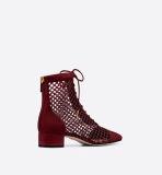 Naughtily-D Ankle Boot Burgundy Mesh and Suede Calfskin