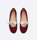 Miss J'Adior Ballerina Flat Burgundy Technical Fabric