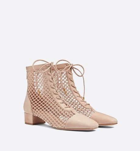 Naughtily-D Ankle Boot Nude Mesh and Suede Calfskin