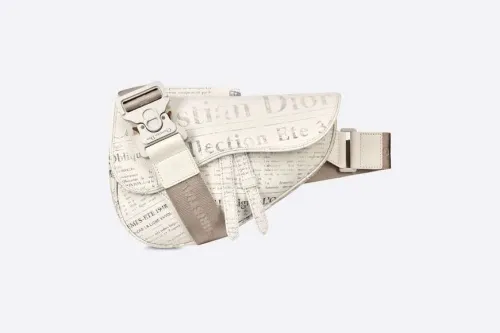 Saddle Bag White Grained Calfskin with DIOR AND DANIEL ARSHAM Print