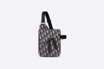 Saddle Pouch Beige and Black Dior Oblique Jacquard
