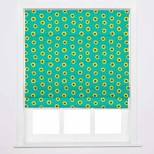 JUNIOR Abstract Print Polyester Linen Roman Shade