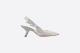 J'Adior Slingback Pump Gray and Ecru Embroidered Cotton with Toile de Jouy Motif