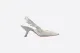 J'Adior Slingback Pump Gray and Ecru Embroidered Cotton with Toile de Jouy Motif