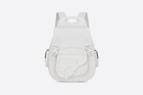 Saddle Backpack Off-White Grained Calfskin