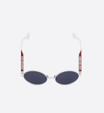 Dior180.2F Silver Metal Round Sunglasses with Red Temples