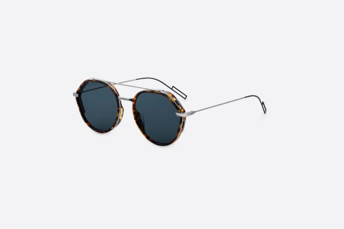 Dior0219S Brown Tortoiseshell-Effect Rounded Sunglasses