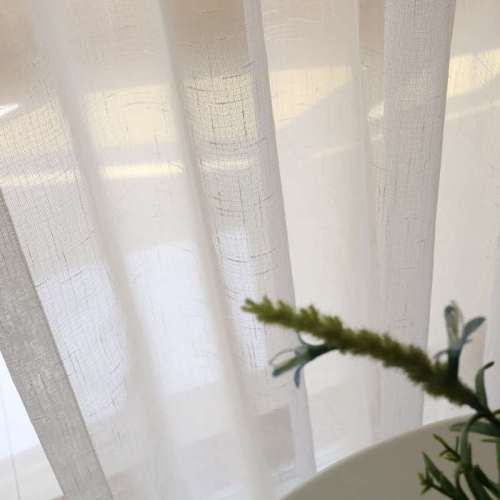 Sabina Slub Yarn Linen Looking White Tulle Curtain Sheer