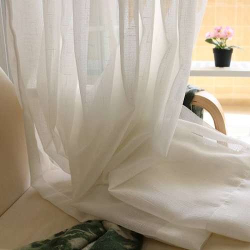 Sabina Slub Yarn Linen Looking White Tulle Curtain Sheer