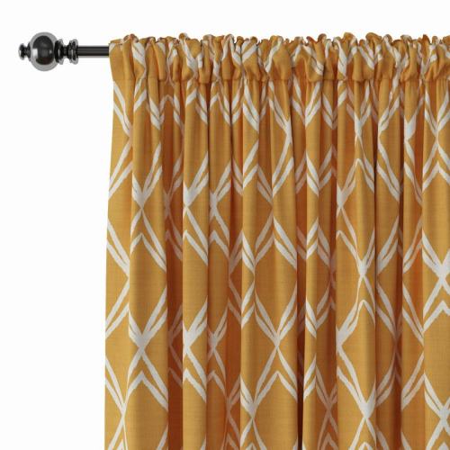 Geometric Print Polyester Linen Curtain Drapery JULIAN